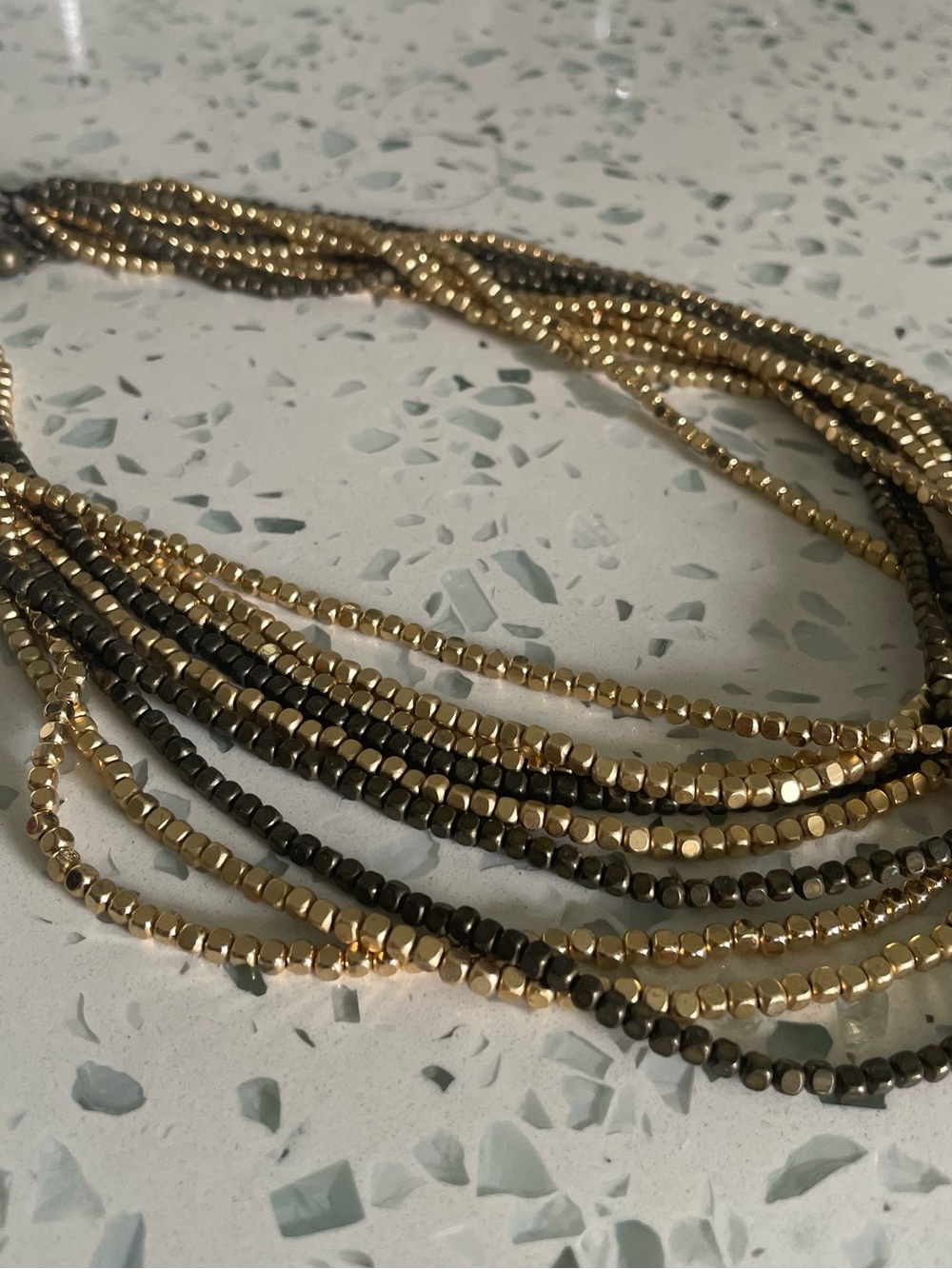 Chico's Gold and Black Multi-Strand Beaded Necklace